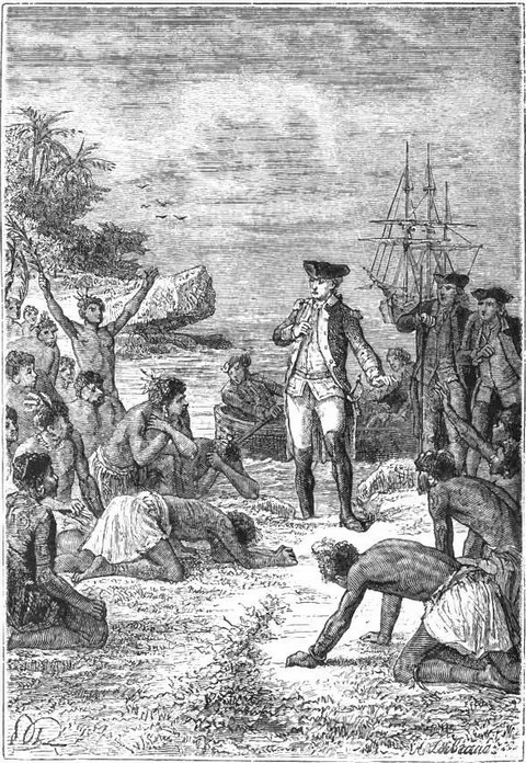 James Cook arriving at Waimea Bay